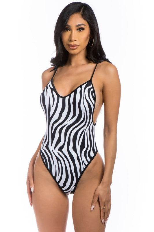 Zebra Print One Piece Swimsuit