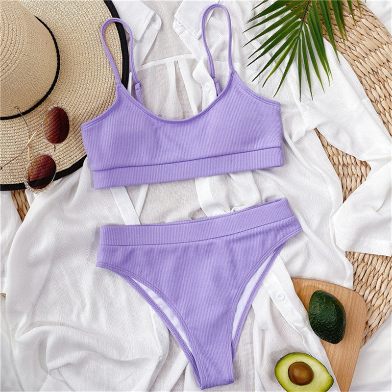 Ribbed High Waist Two-Piece Bikini Set