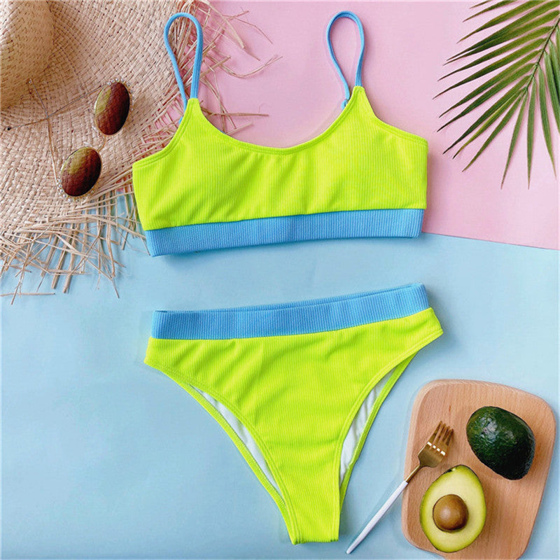 Ribbed High Waist Two-Piece Bikini Set