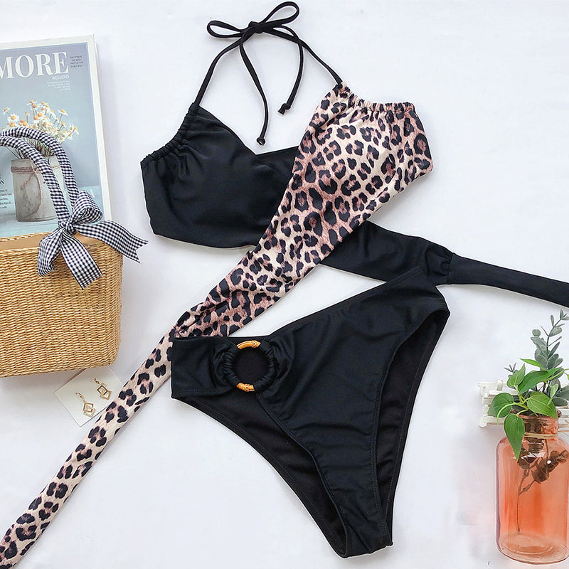 O-Ring Ribbed High Waist Bikini Set
