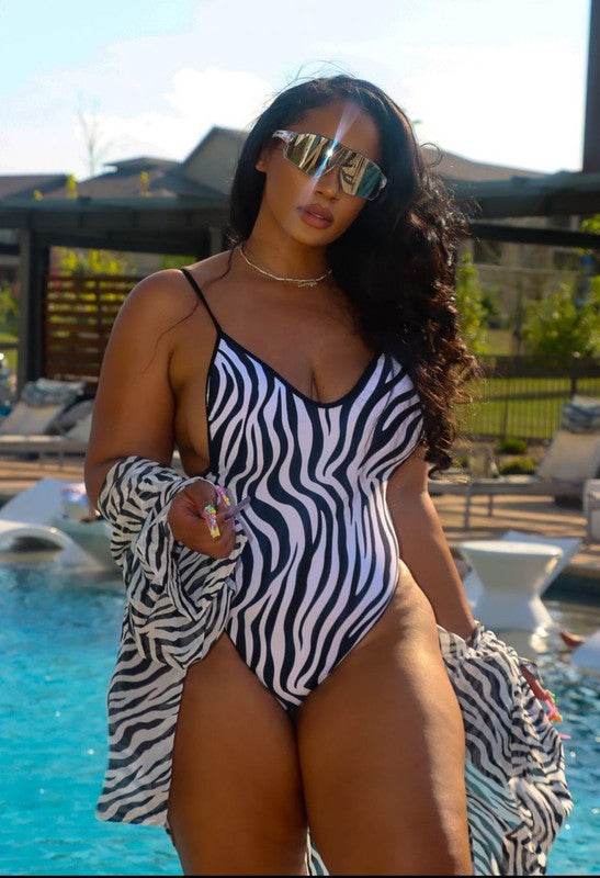 Zebra Print One Piece Swimsuit