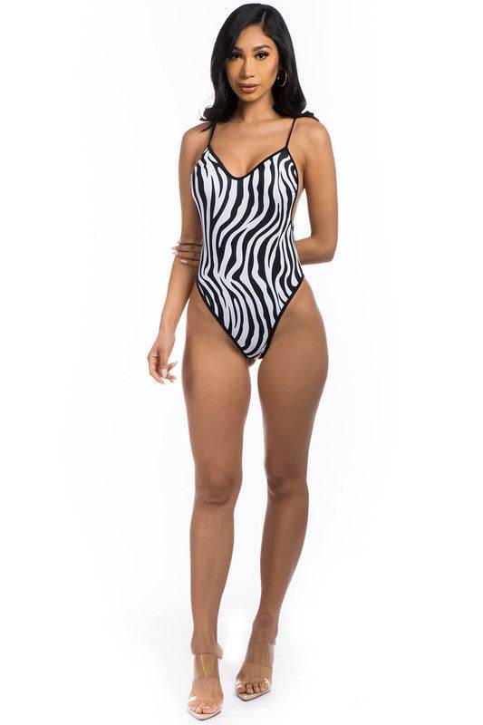 Zebra Print One Piece Swimsuit