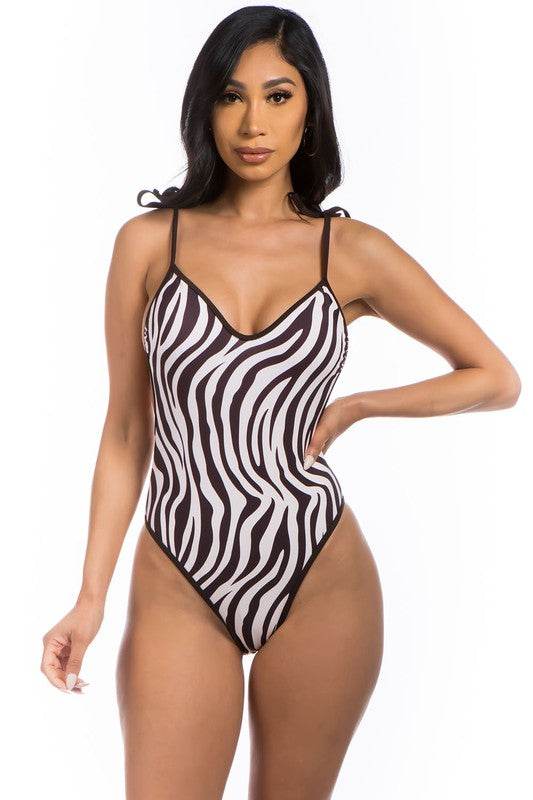 Zebra Print One Piece Swimsuit