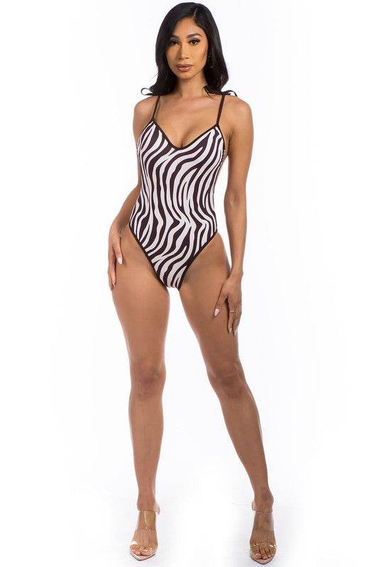 Zebra Print One Piece Swimsuit