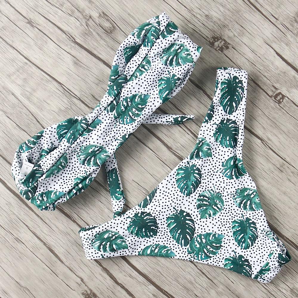 Women's Solid Halter Bikini Set – High Waist, Padded, Plus Size Available