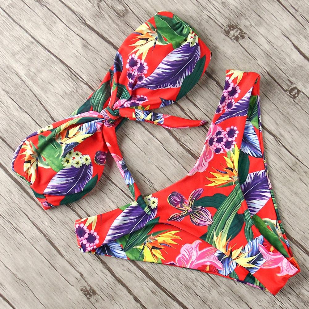 Women's Solid Halter Bikini Set – High Waist, Padded, Plus Size Available