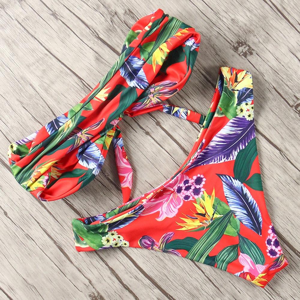 Women's Solid Halter Bikini Set – High Waist, Padded, Plus Size Available