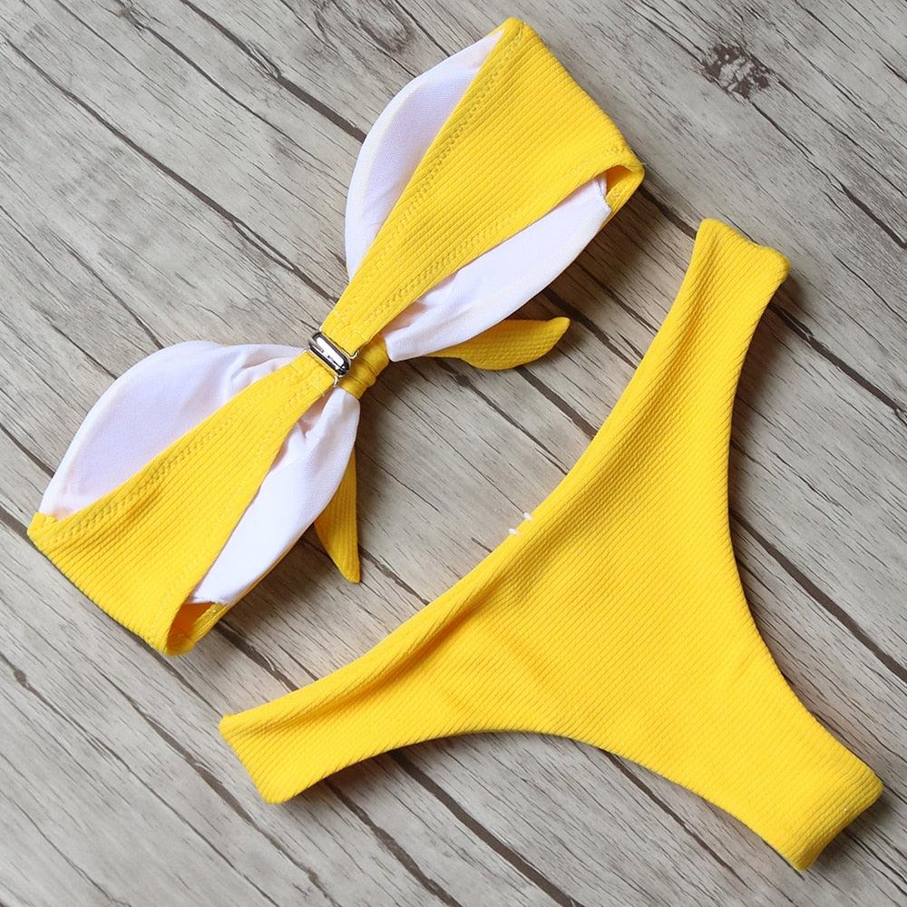 Women's Solid Halter Bikini Set – High Waist, Padded, Plus Size Available