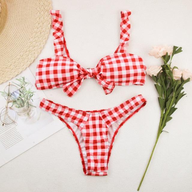 Women's Solid Halter Bikini Set – High Waist, Padded, Plus Size Available