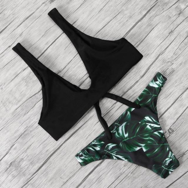 Women's Solid Halter Bikini Set – High Waist, Padded, Plus Size Available