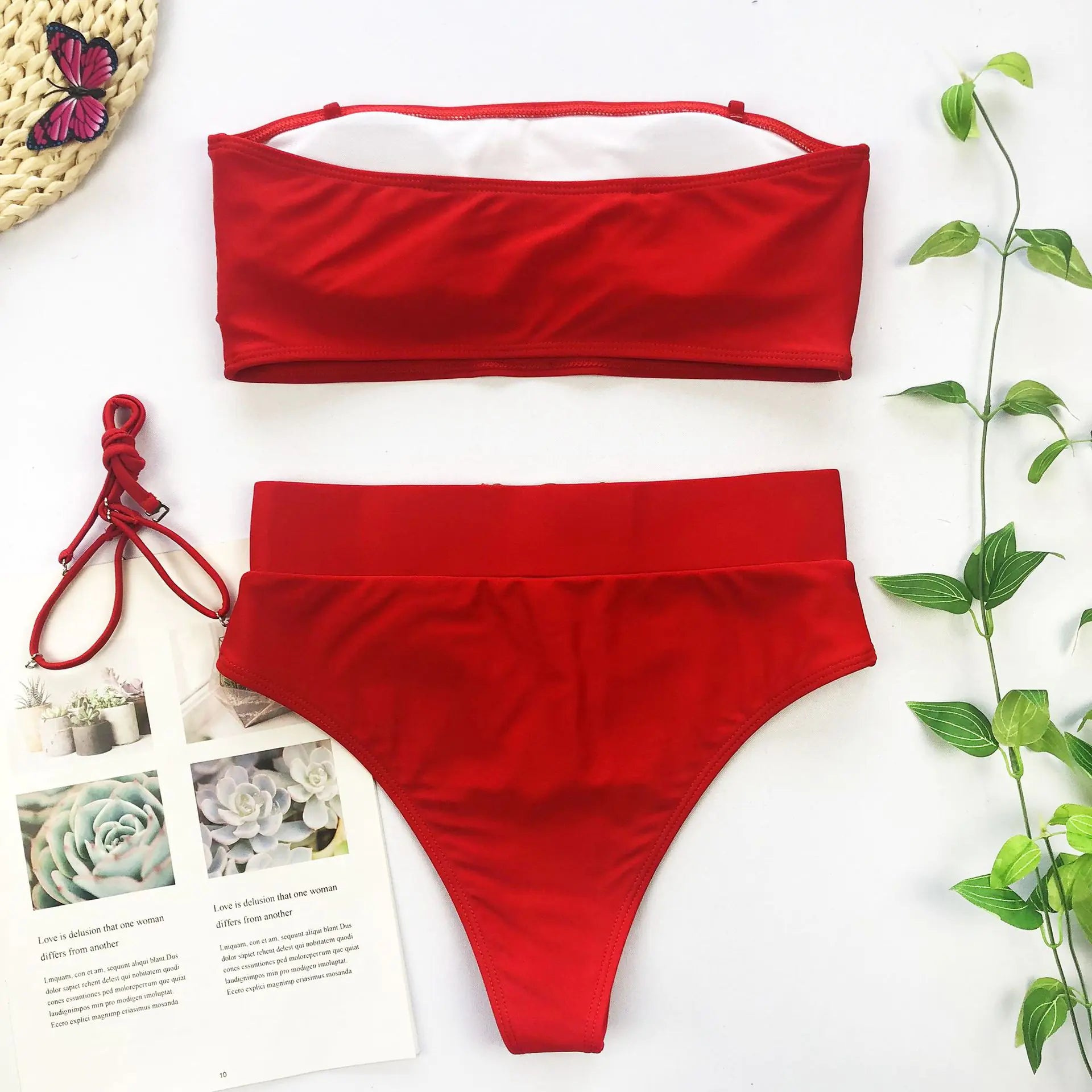 Strapless Metal Buckle Bikini Set