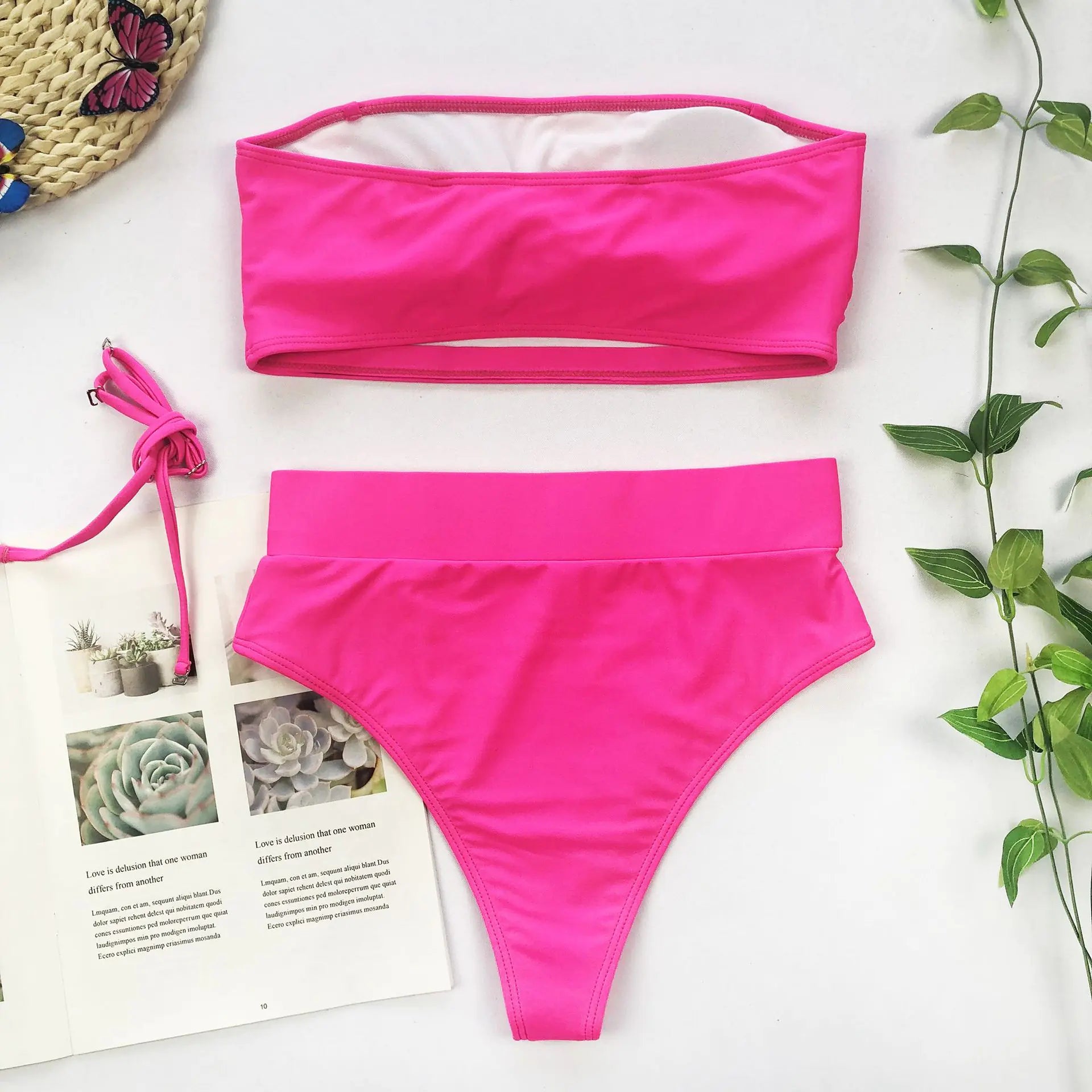 Strapless Metal Buckle Bikini Set